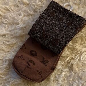 Luxury LV Brown and Glitter Crew Socks